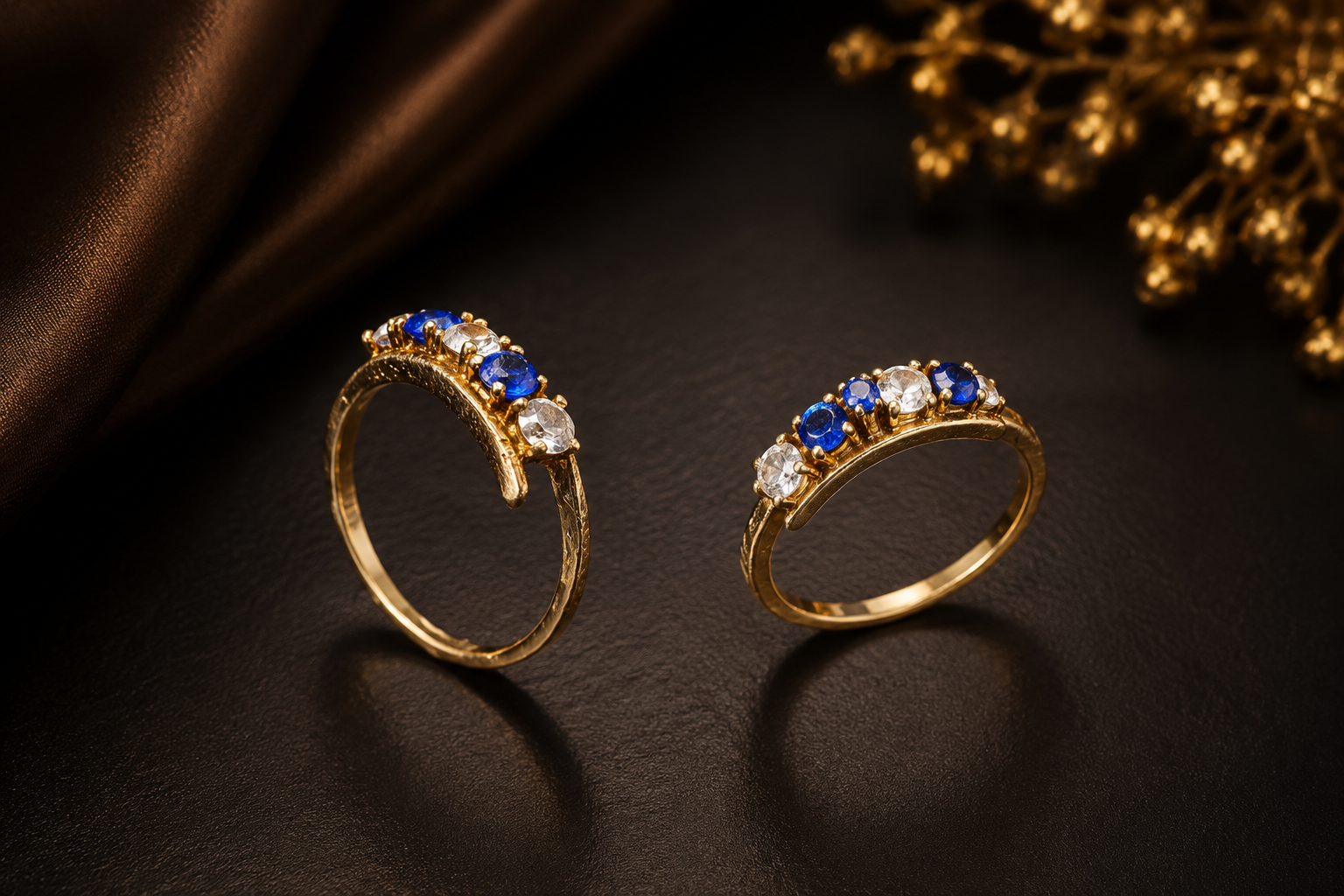 Blue & White Stone Elegance Ring - Image 2