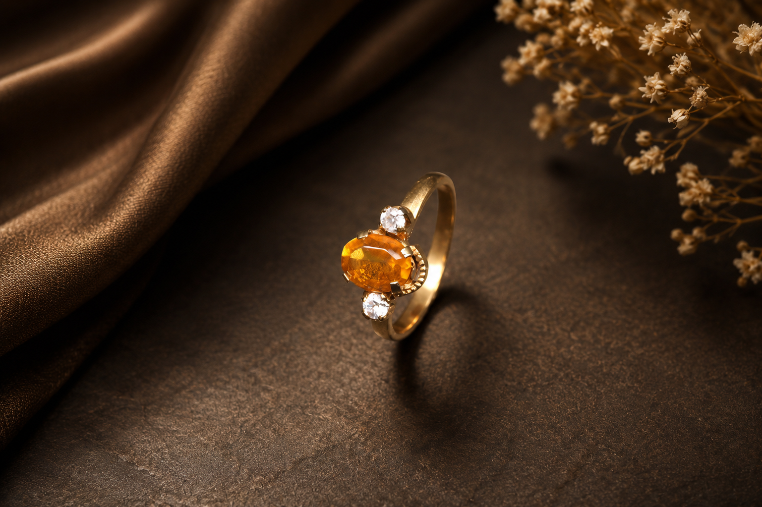 Orange & White Stone Grace Ring