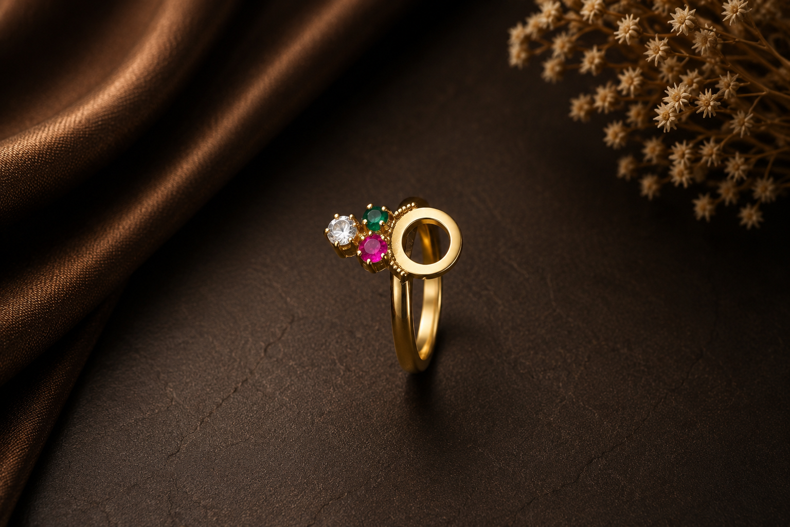 Royal Tricolor Stone Gold Plated Ring for Women - Image 3