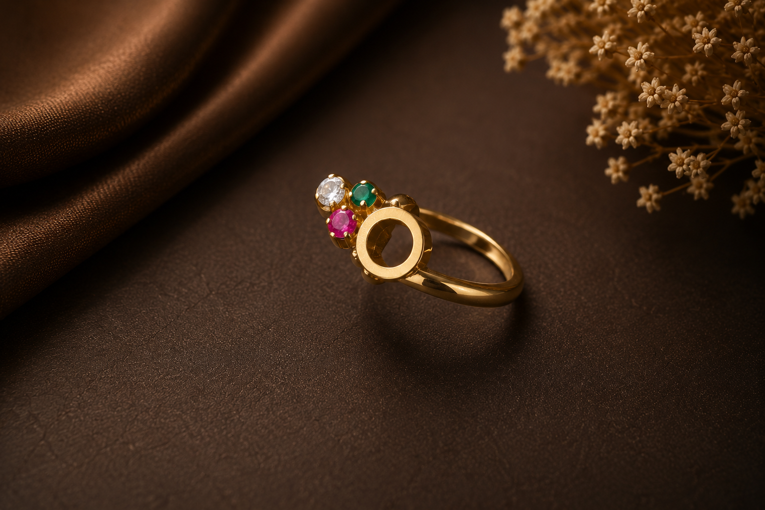 Royal Tricolor Stone Gold Plated Ring for Women