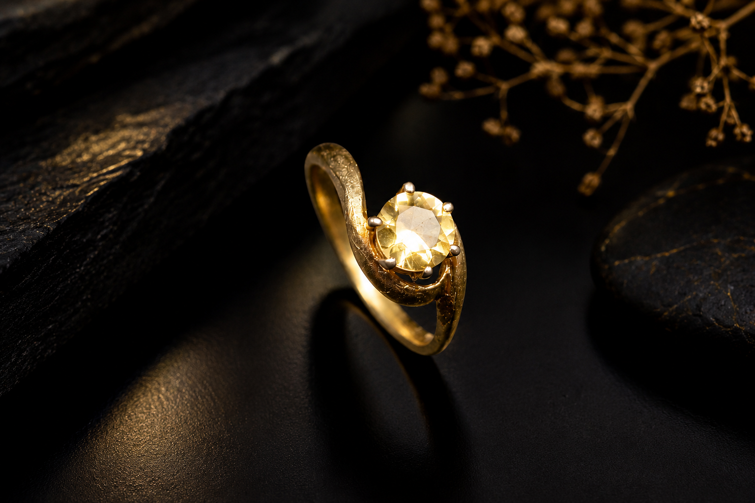 Radiant Yellow Stone Gold Ring