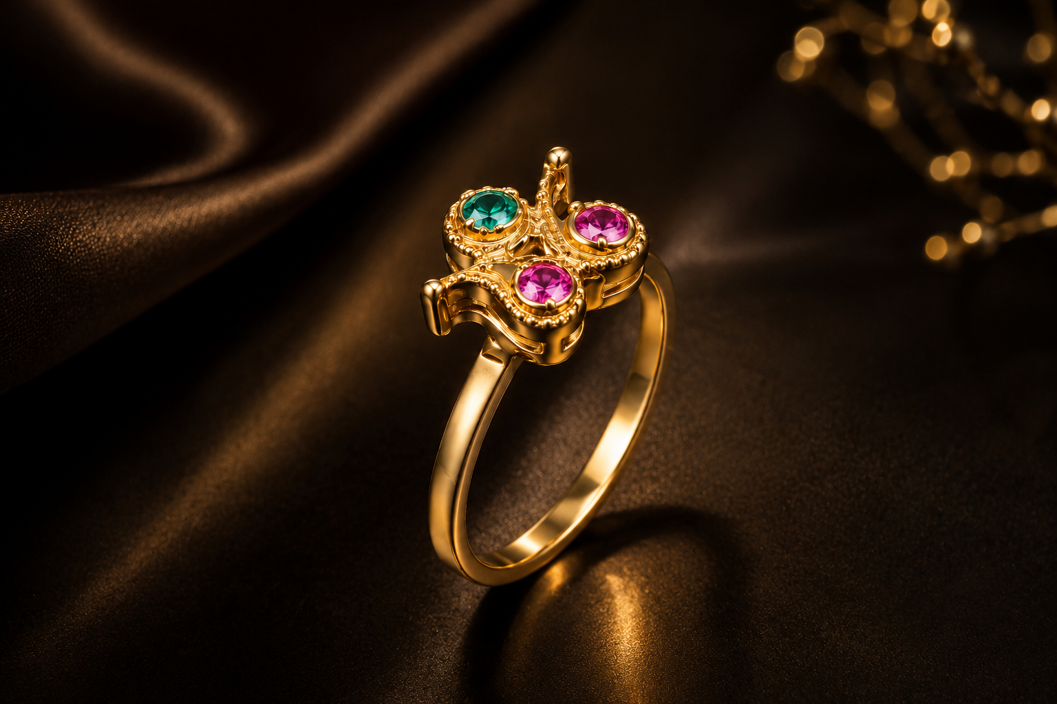 Tricolor Mango Design Gold Ring