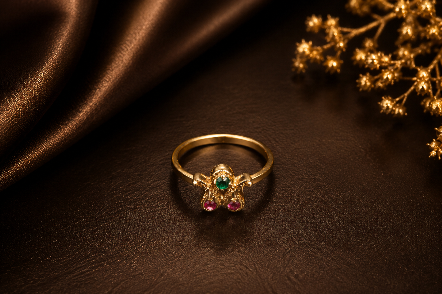 Green & Pink Floral Elegance Ring