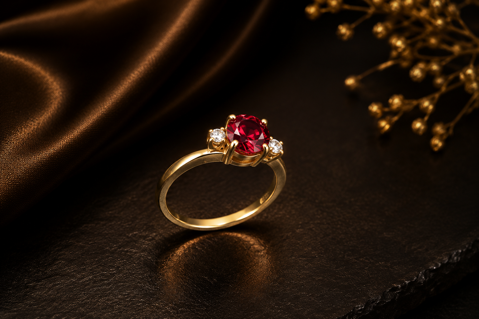 Royal Red & White Stone Ring - Image 3