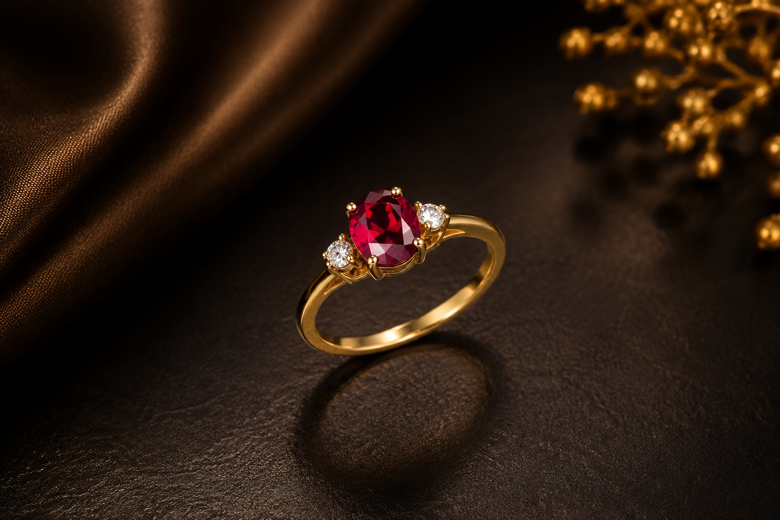 Royal Red & White Stone Ring