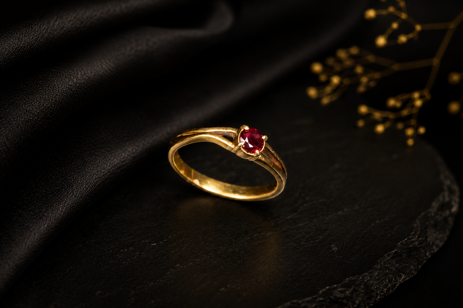 Garnet Colour Stone Ladies Ring