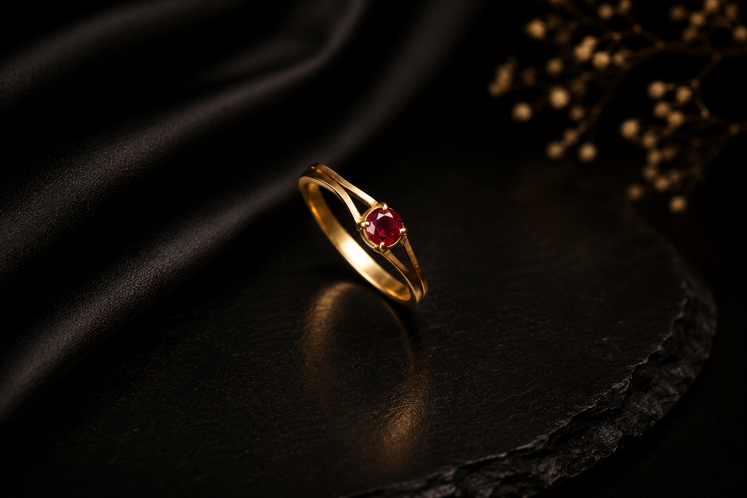 Garnet Colour Stone Ladies Ring - Image 3