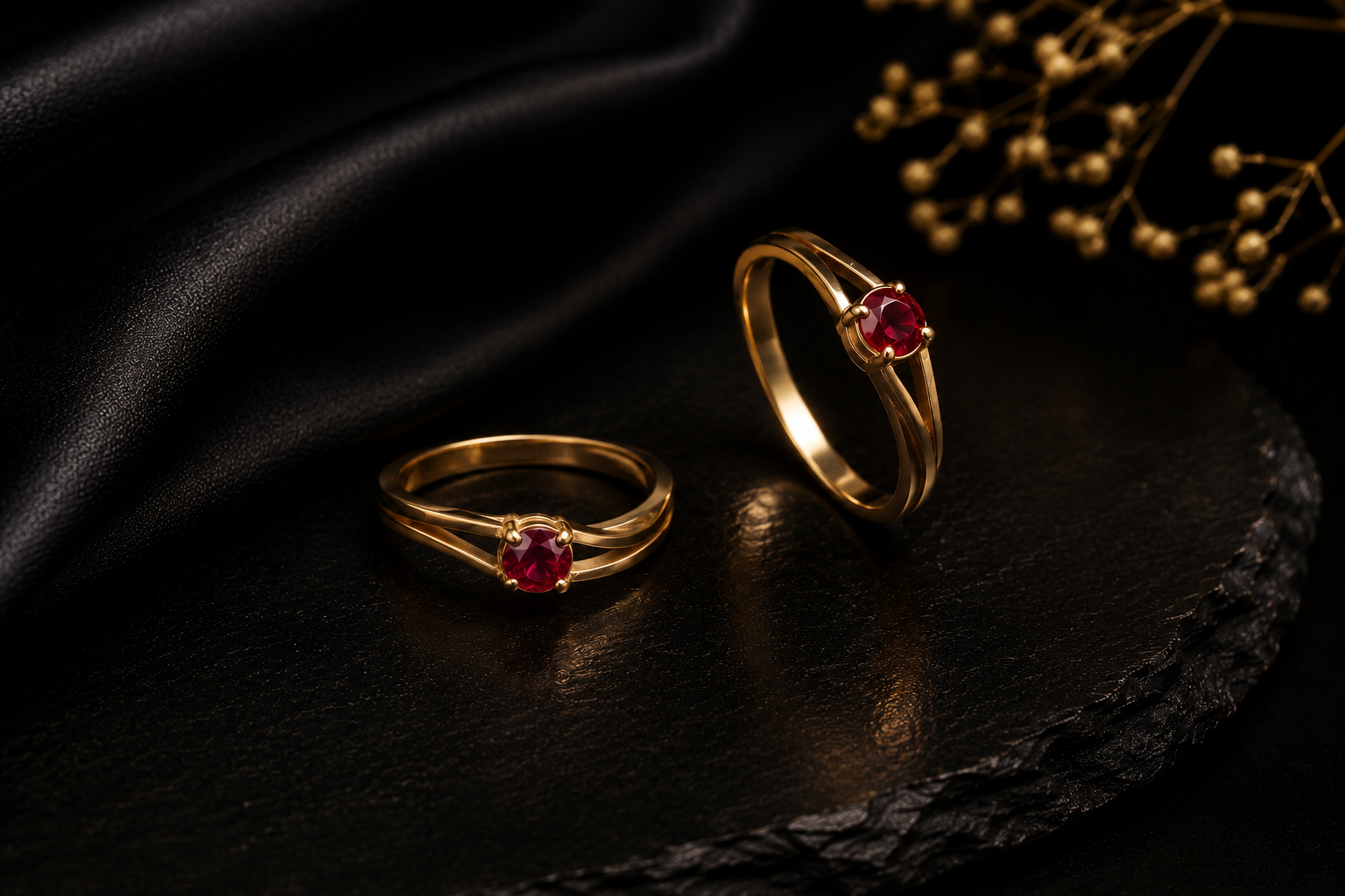 Garnet Colour Stone Ladies Ring - Image 2