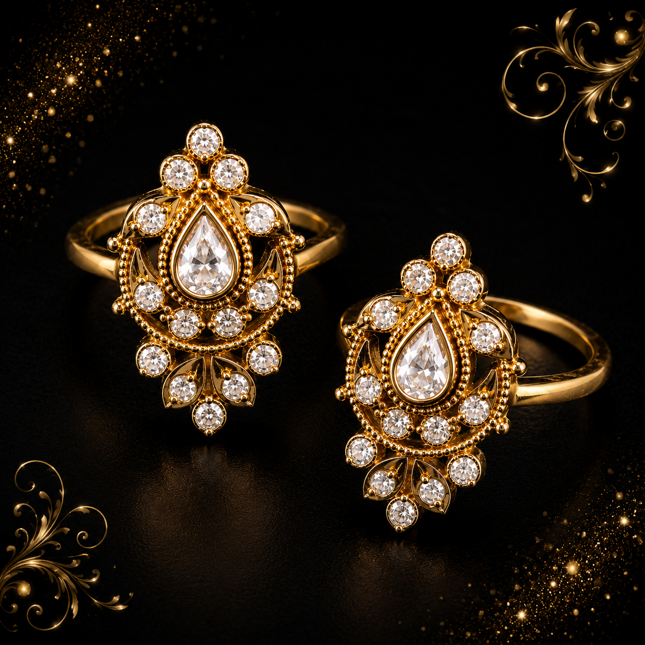 White Stone Diamond Shape Ladies Ring - Image 2