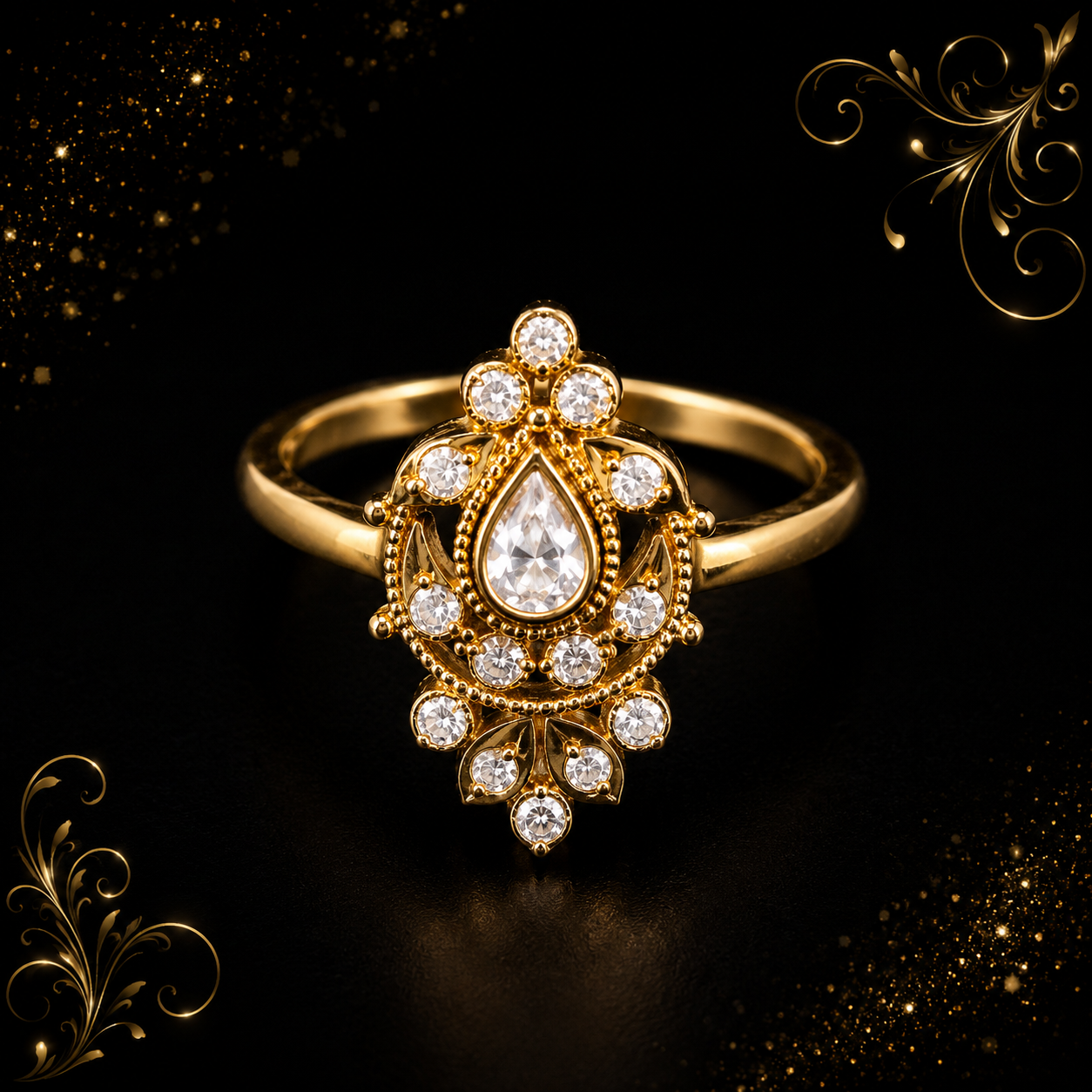 White Stone Diamond Shape Ladies Ring