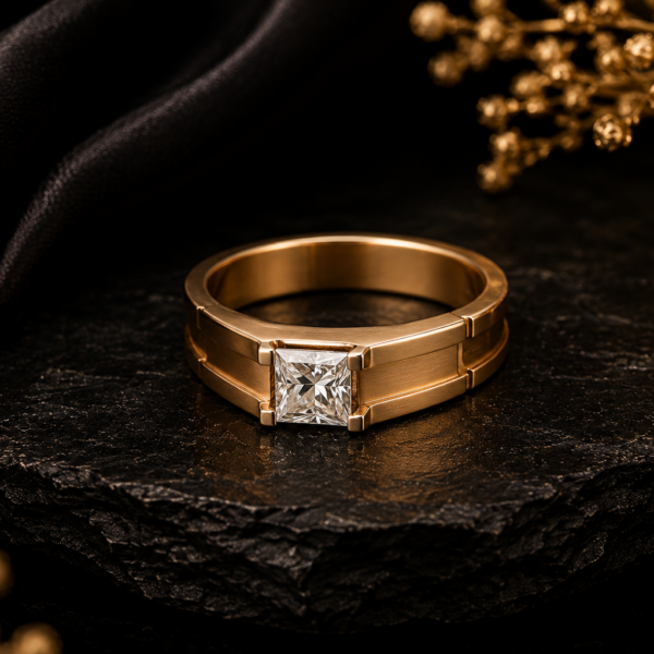 Purejenta Jewellery Rectangular Topaz Gold Plated Ring