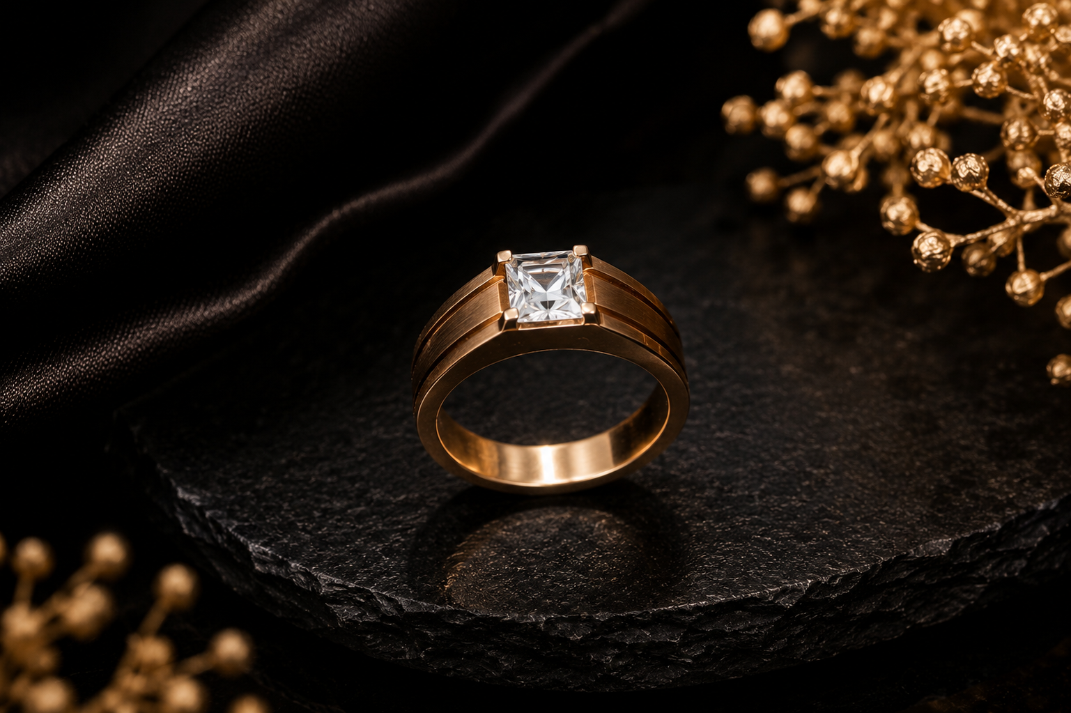 Rectangular Topaz Gold Plated Ring - Image 4
