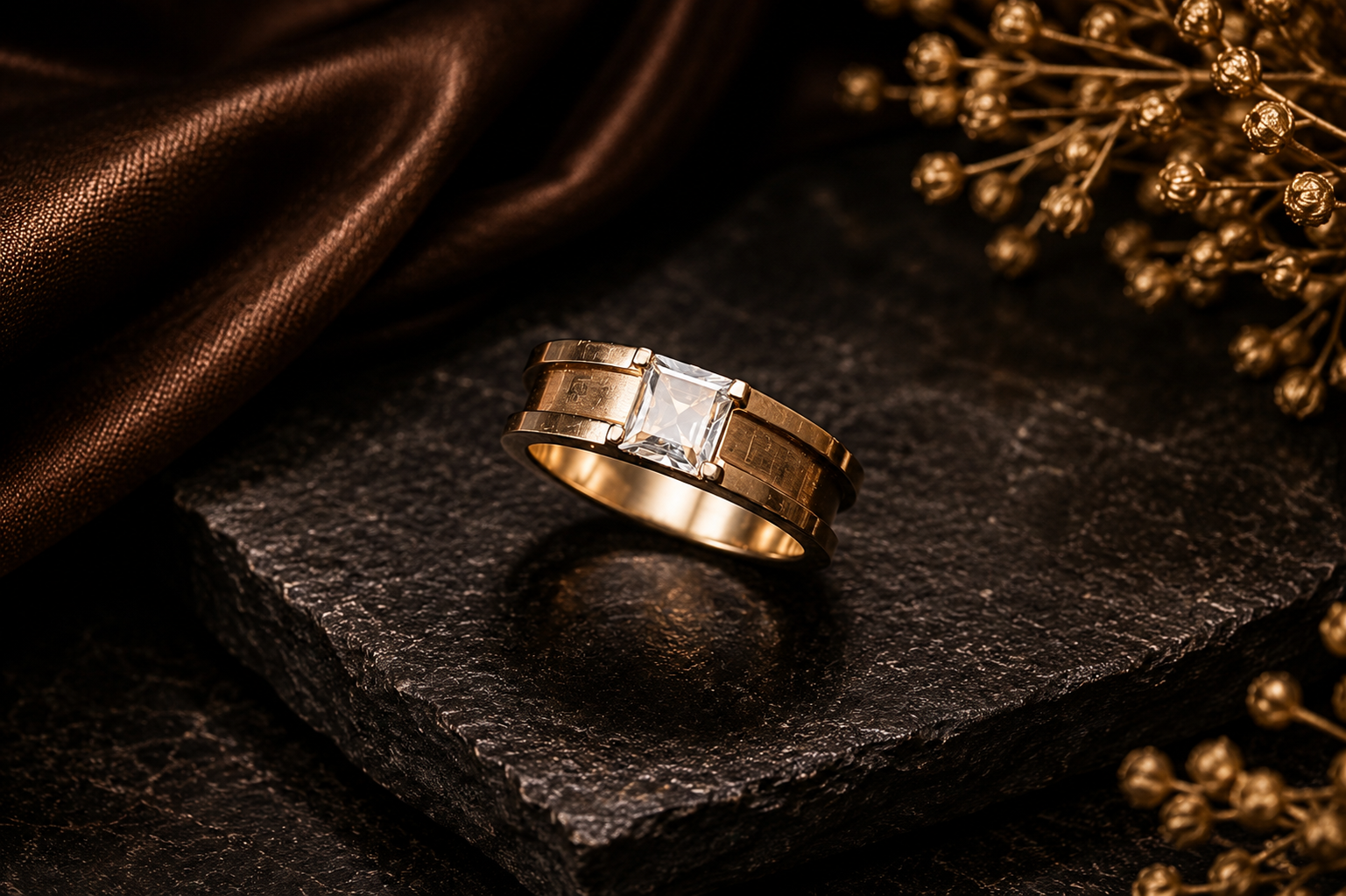 Rectangular Topaz Gold Plated Ring - Image 3