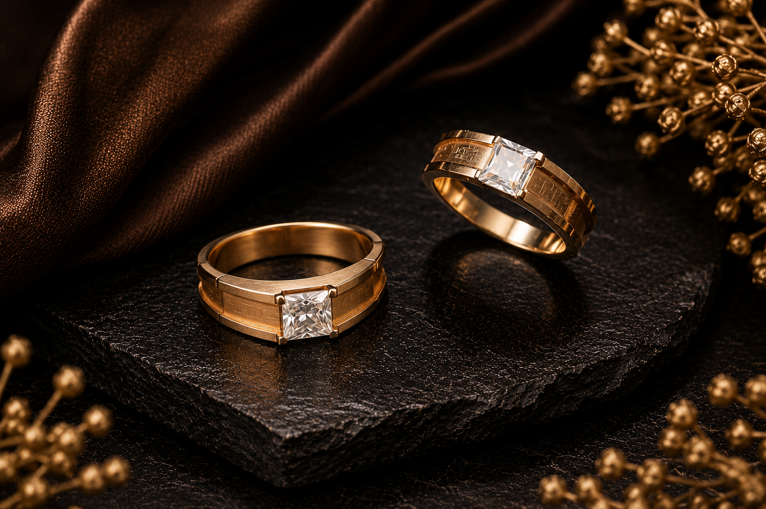 Rectangular Topaz Gold Plated Ring - Image 2