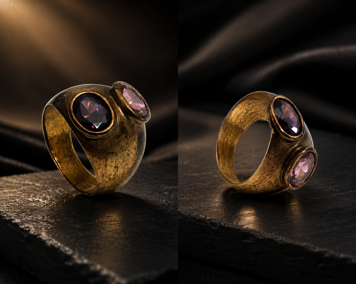 Rose and Red Garnet Semi-Precious Stone Ring - Image 2