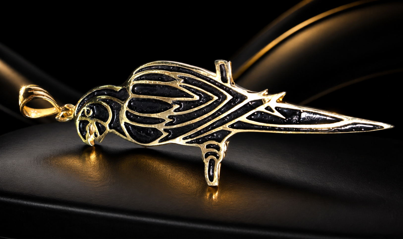 22K Gold Plated Oxidized Parrot Pendant - Image 4