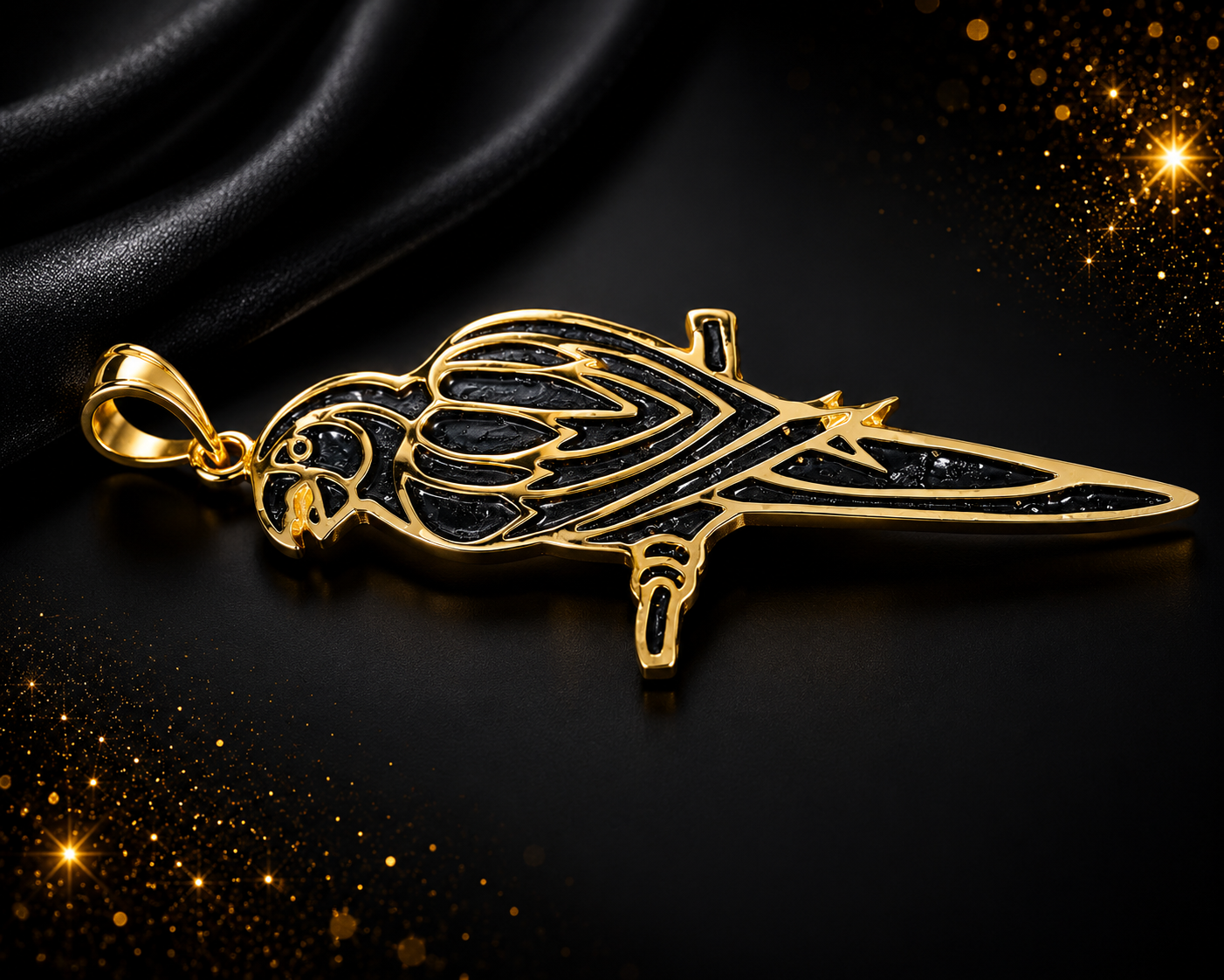 22K Gold Plated Oxidized Parrot Pendant - Image 5
