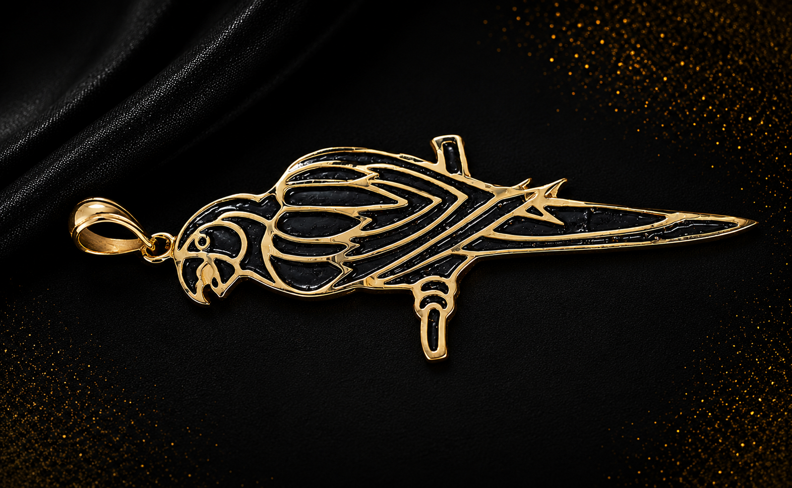22K Gold Plated Oxidized Parrot Pendant - Image 6