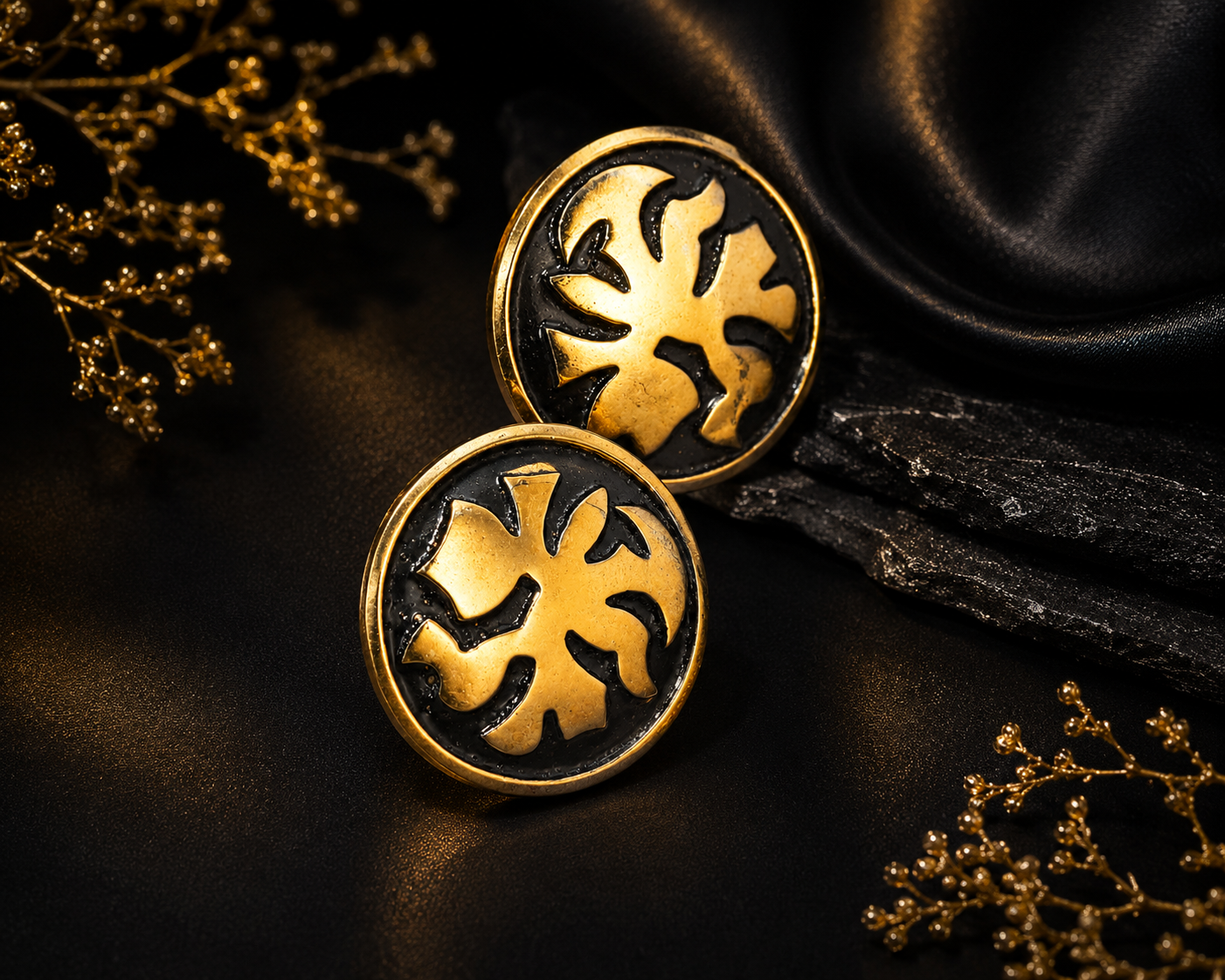 22K Gold Plated Coconut Leaf Studs
