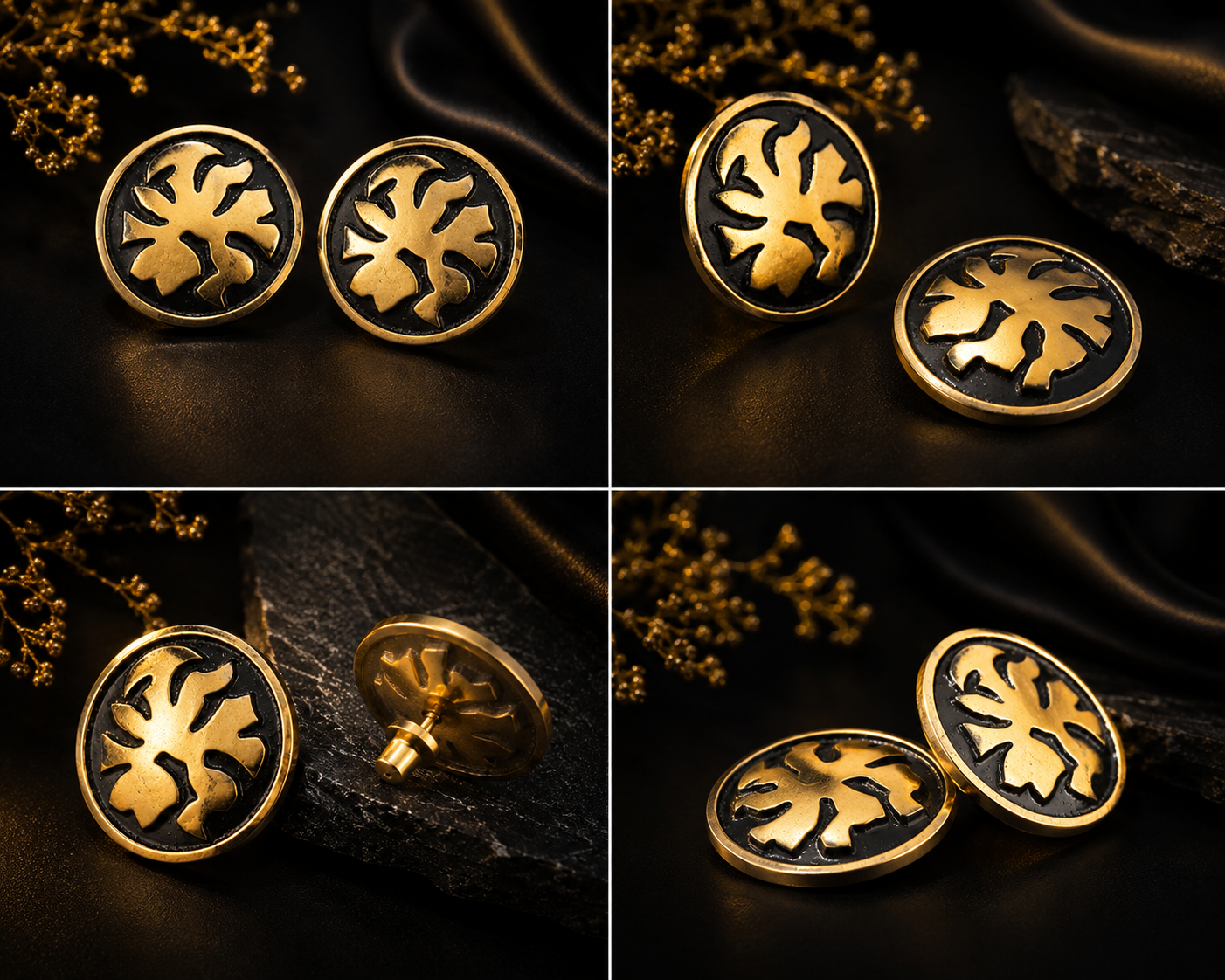 22K Gold Plated Coconut Leaf Studs - Image 2