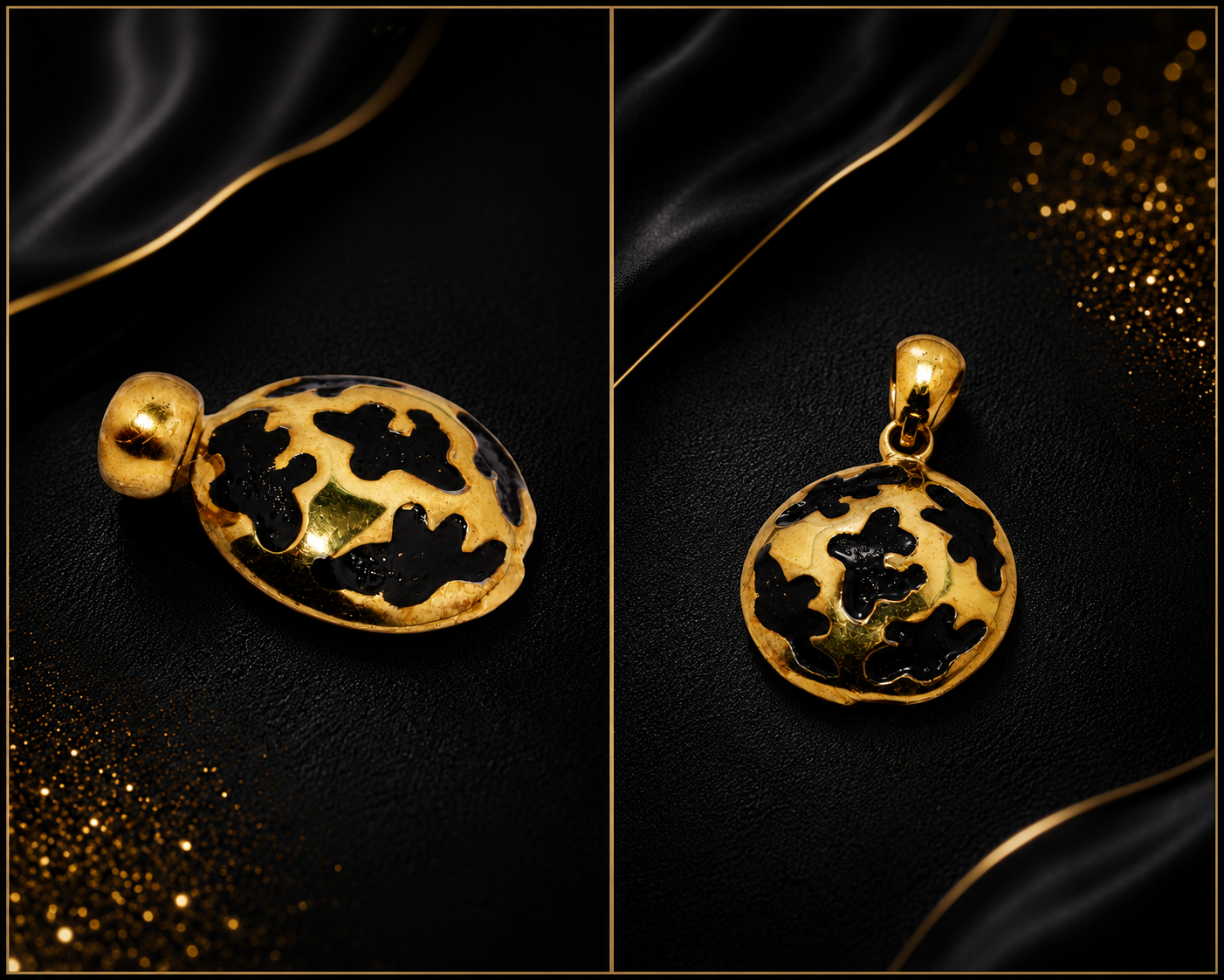 Worm Designed Oxidized Gold Plated Pendant - Image 2