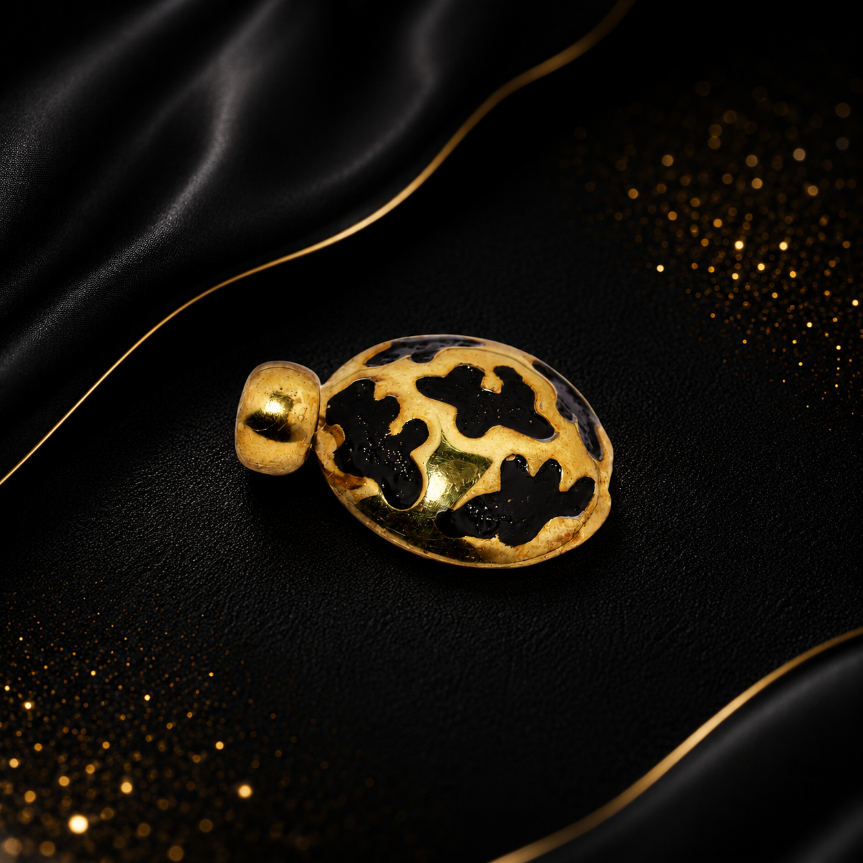 Worm Designed Oxidized Gold Plated Pendant - Image 3