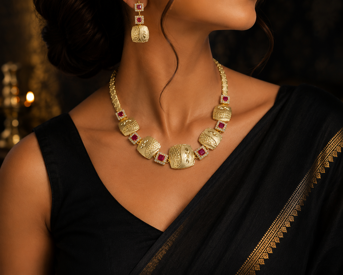 Traditional Square Engraved Necklace - Image 2