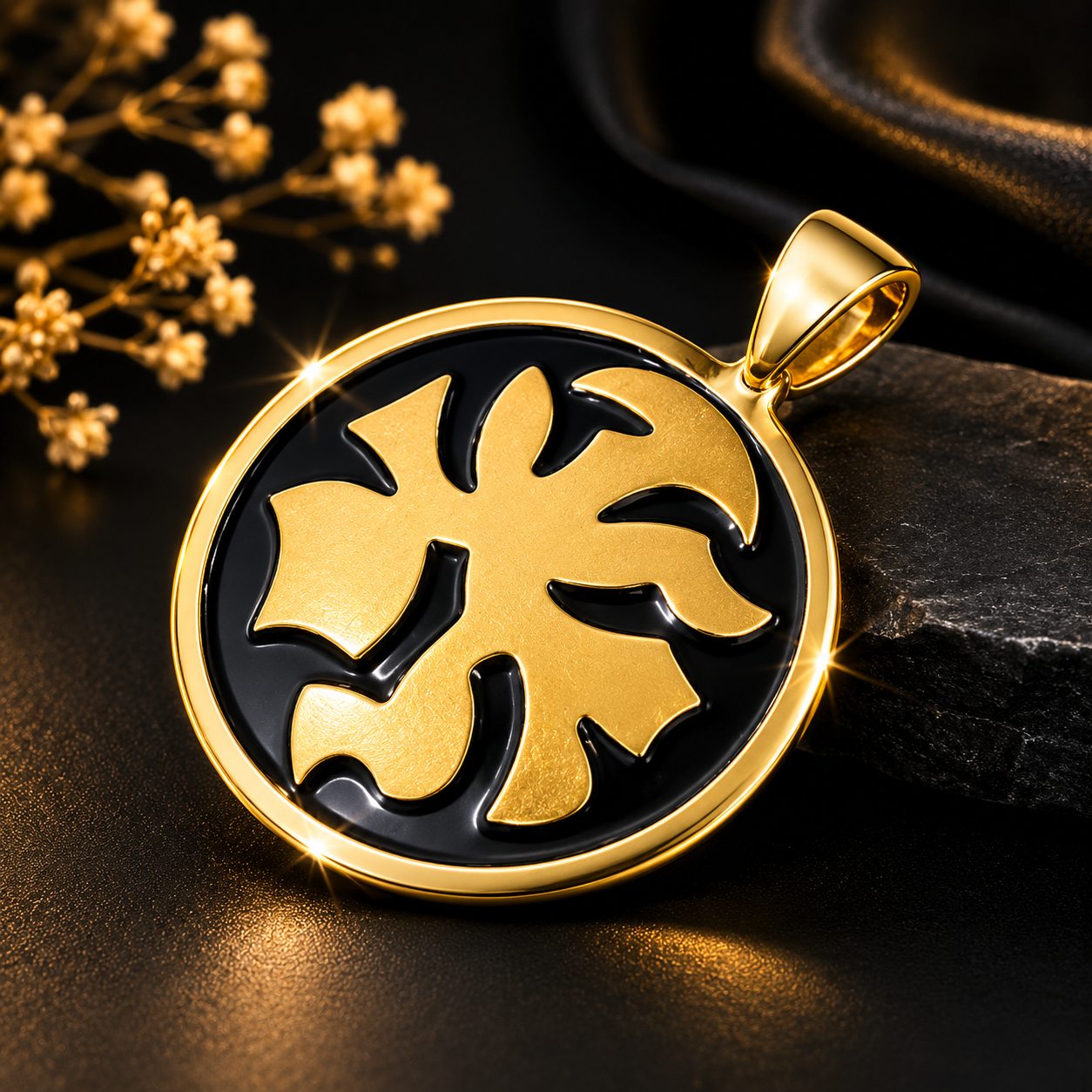 22K Gold Plated Coconut Leaf Pendant