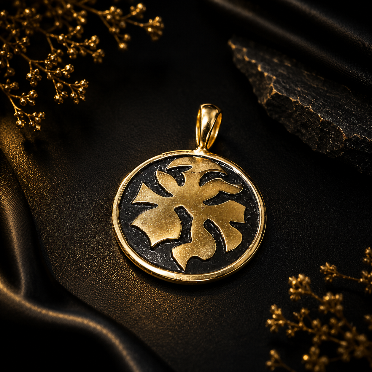 22K Gold Plated Coconut Leaf Pendant - Image 4