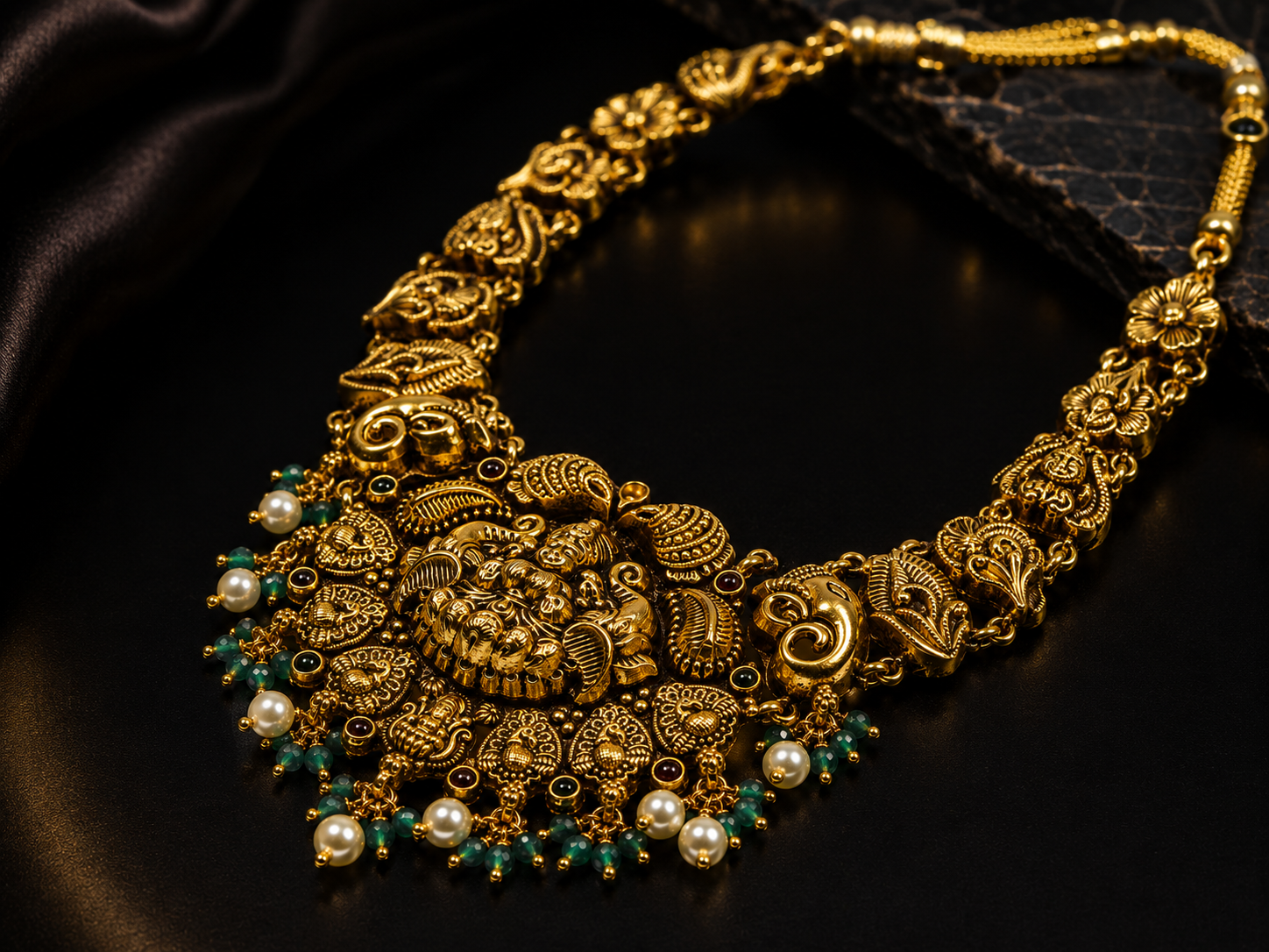 Lakshmi Elephant Pearl Necklace - Image 3