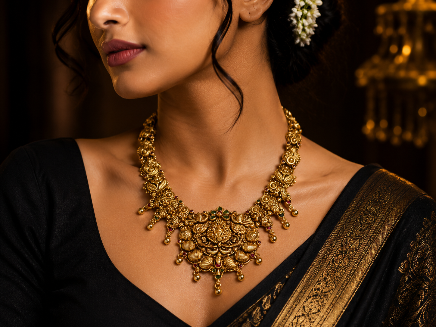 Gold Plated Mango Pearl Necklace - Image 2