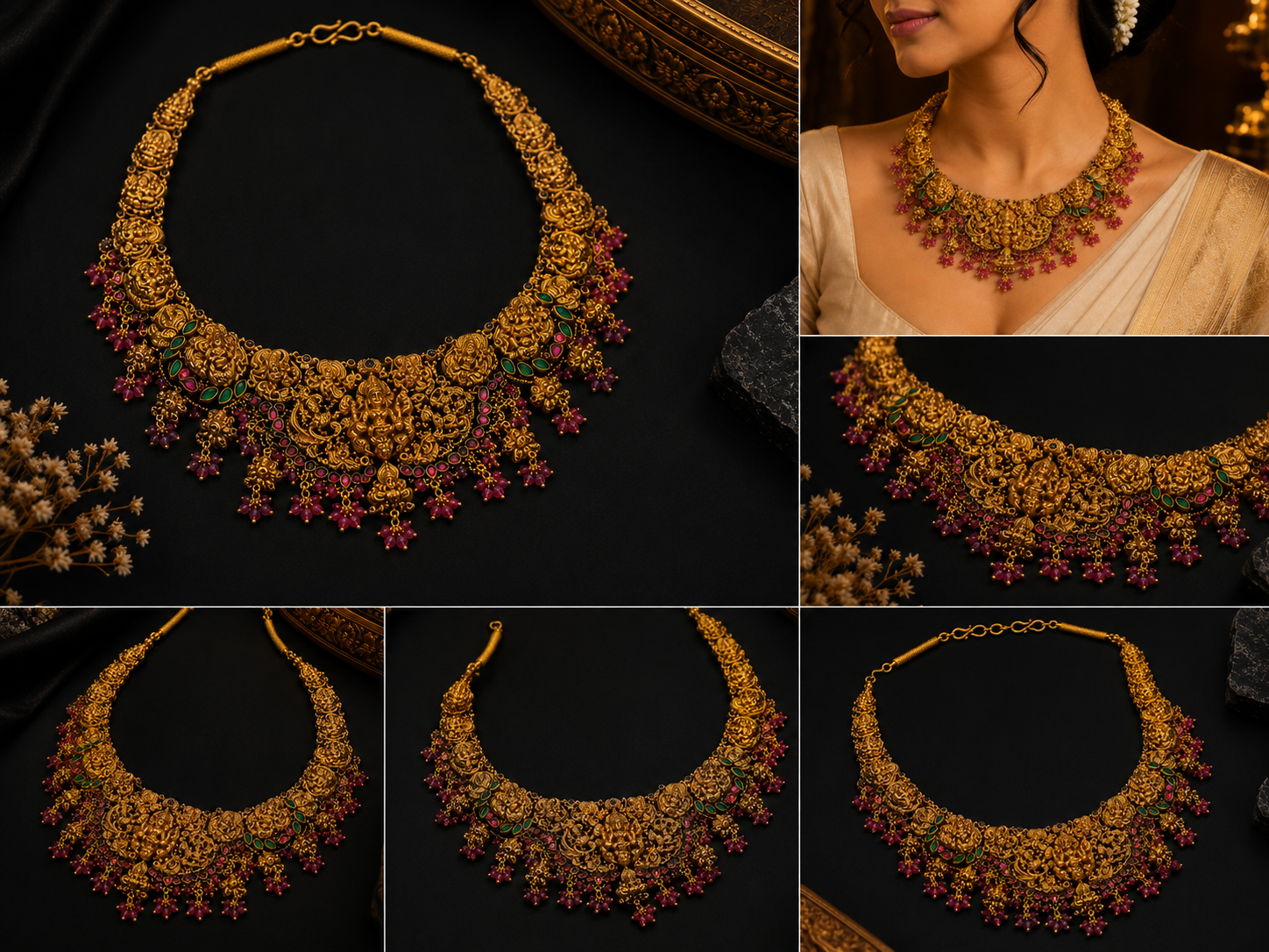 Lakshmi Green Stone Necklace - Image 3
