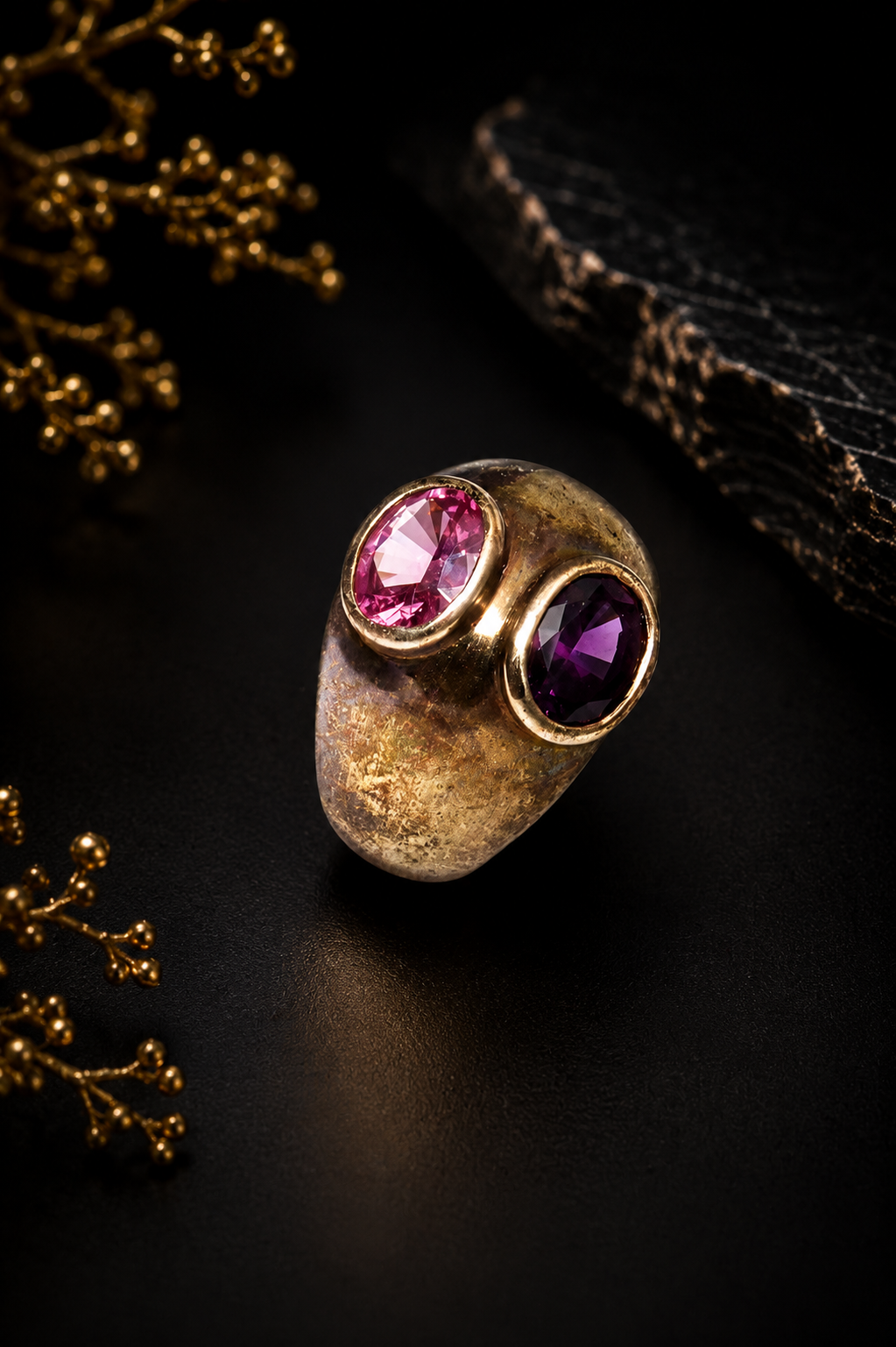 Gold Plated Garnet Stone Ring - Image 3