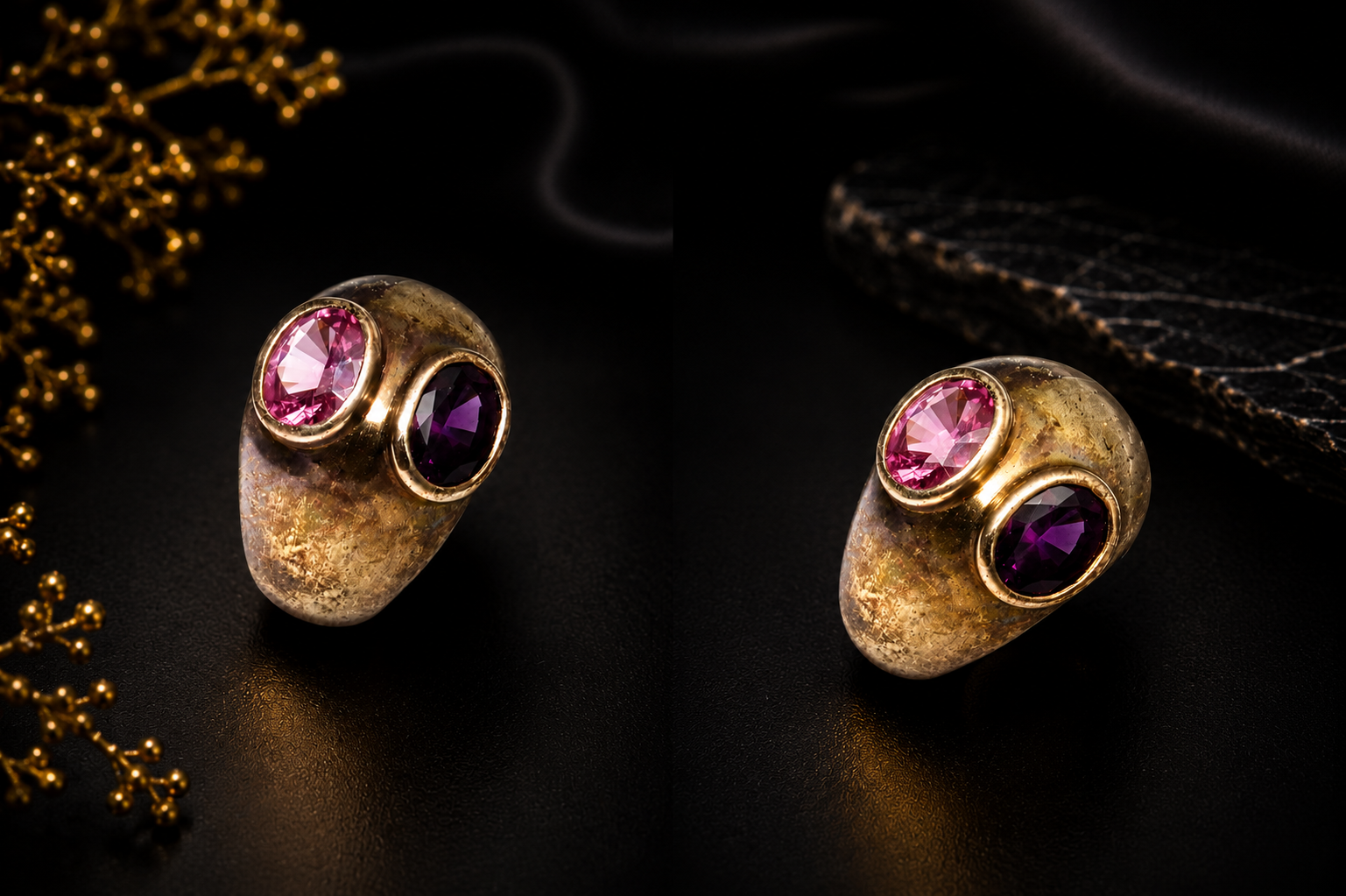 Gold Plated Garnet Stone Ring - Image 2