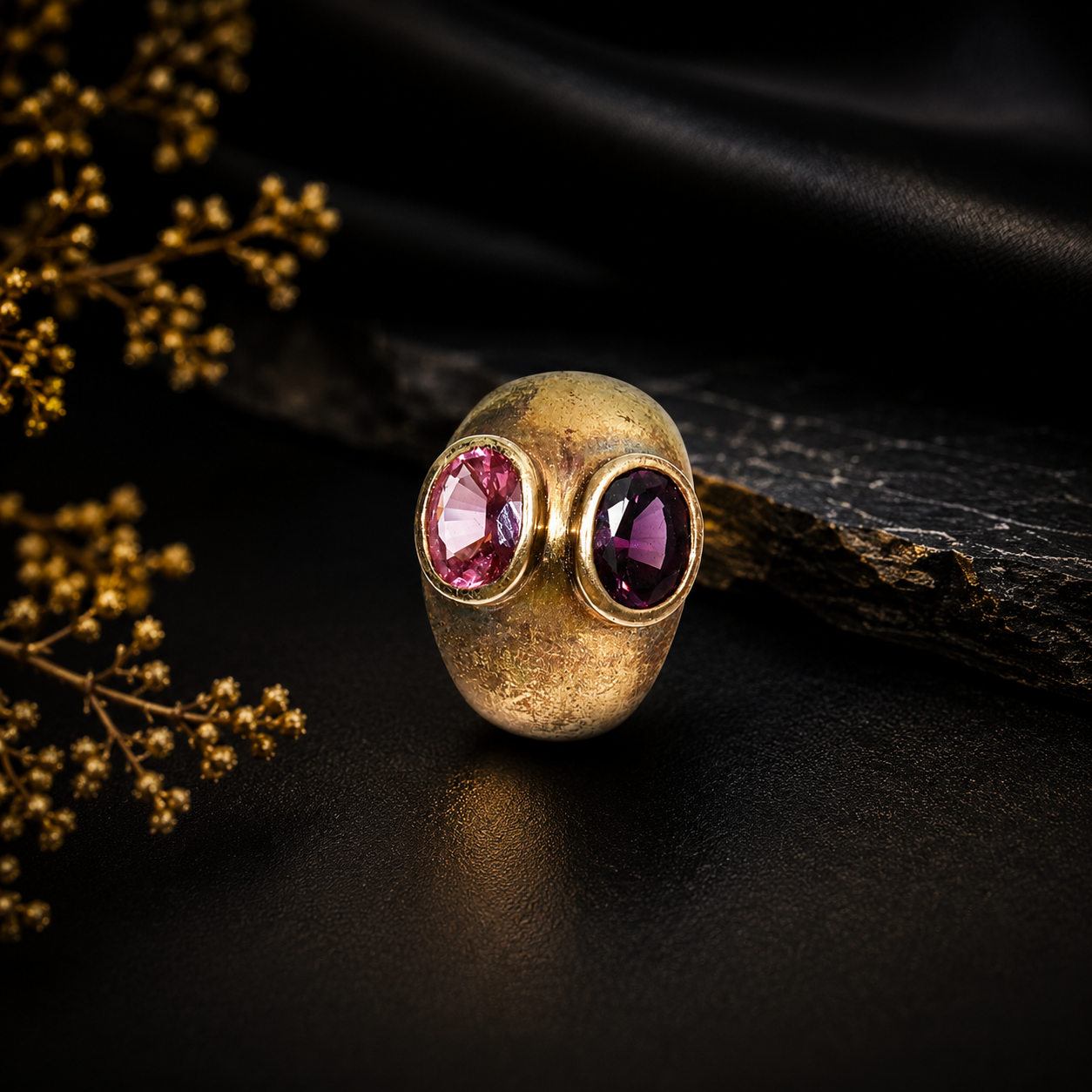 Gold Plated Garnet Stone Ring - Image 5