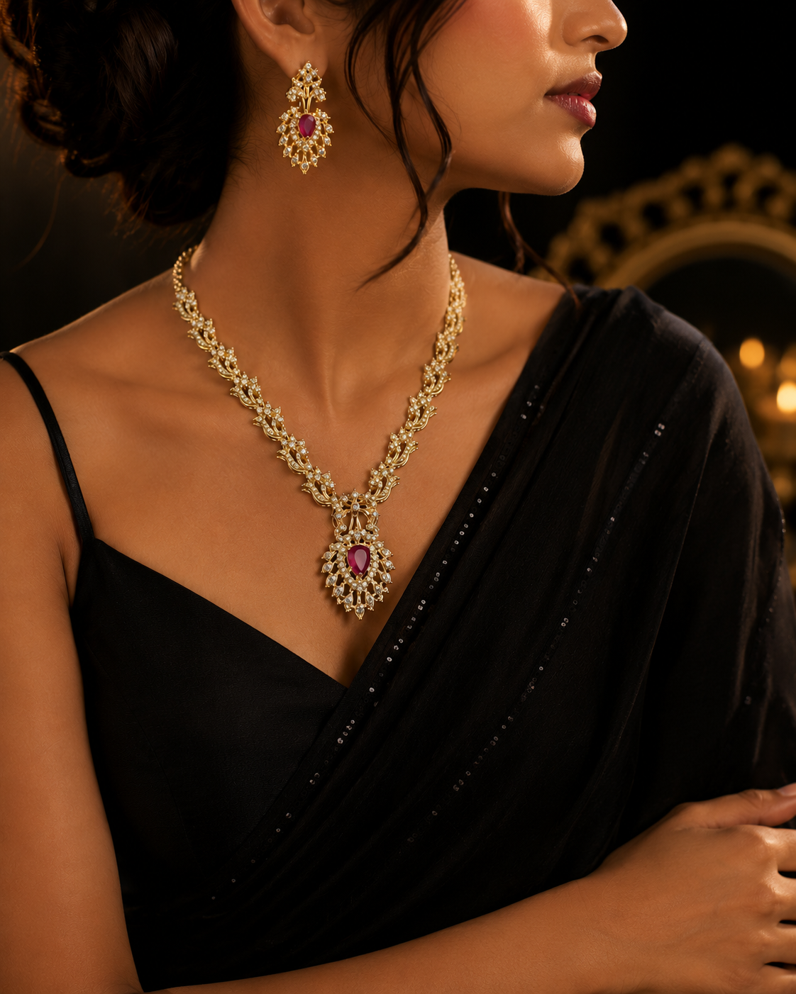 Designer Pear Stone Necklace - Image 3