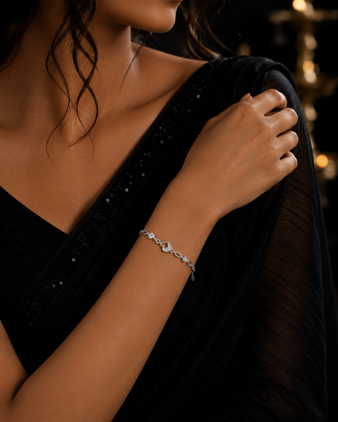 Full Heart with One Heart Ladies Bracelet - Image 2
