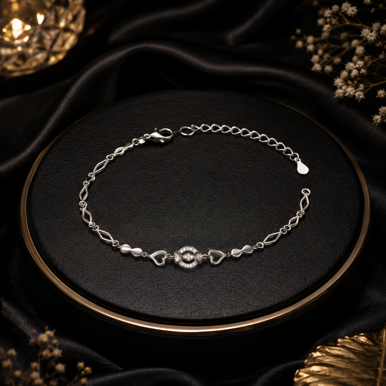 Middle Flower Oval Shape Ladies Bracelet - Image 5