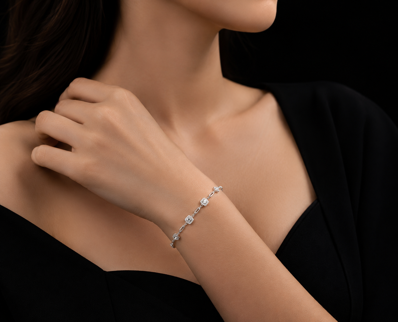 Bow & Rectangular Cubic Zirconia Ladies Bracelet - Image 2