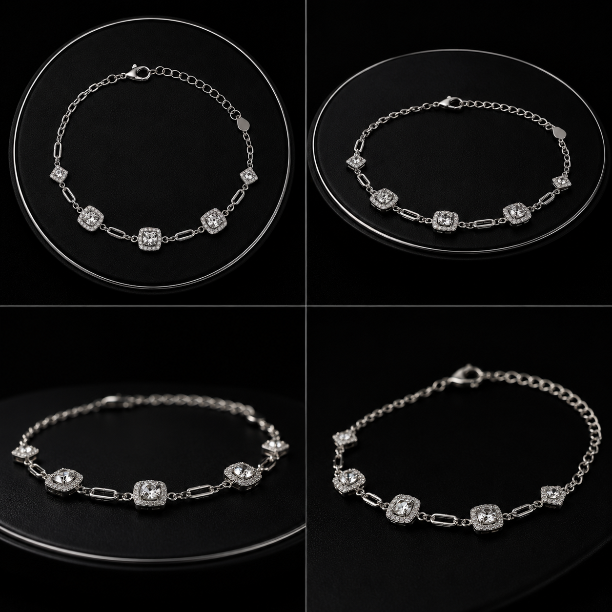 Bow & Rectangular Cubic Zirconia Ladies Bracelet - Image 3