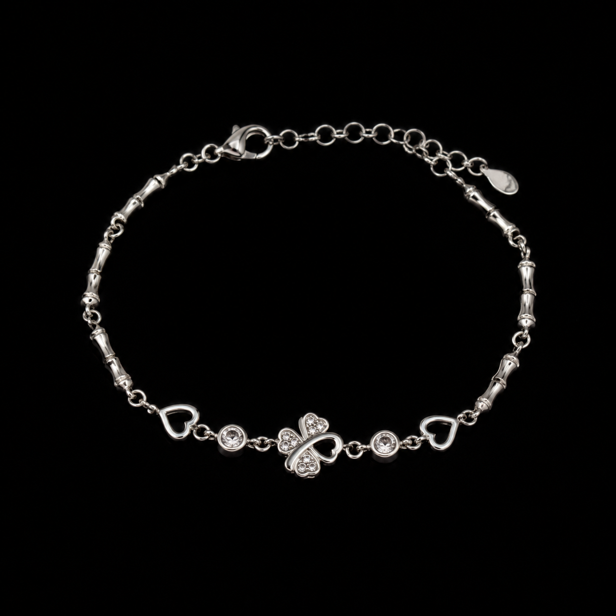 Heart Flower CZ Ladies Bracelet