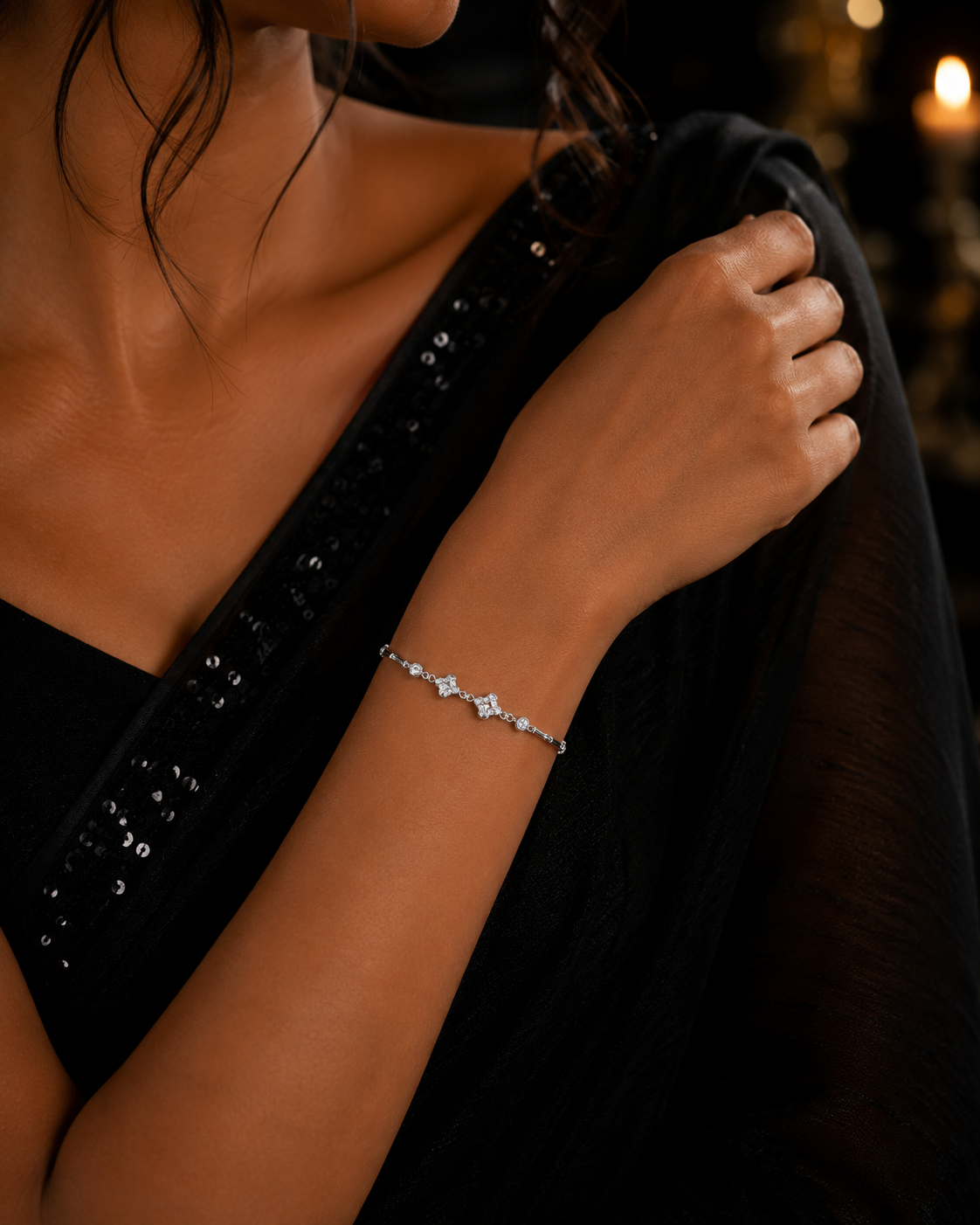 Hexagon Heart Shape Ladies Bracelet, - Image 2