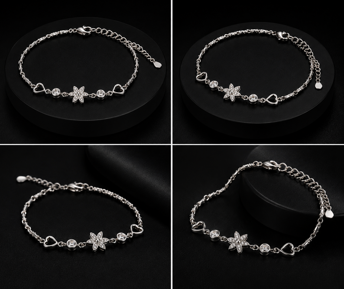 Flower Heart Shape & Round Ladies Bracelet - Image 4