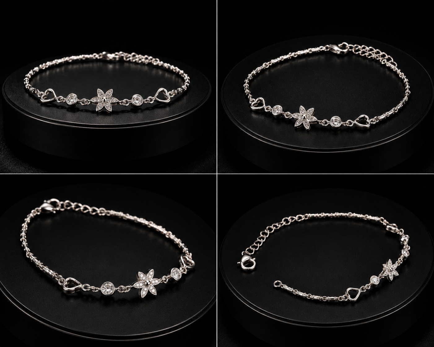 Flower Heart Shape & Round Ladies Bracelet - Image 3