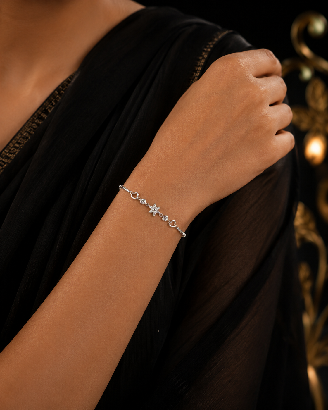 Flower Heart Shape & Round Ladies Bracelet - Image 2