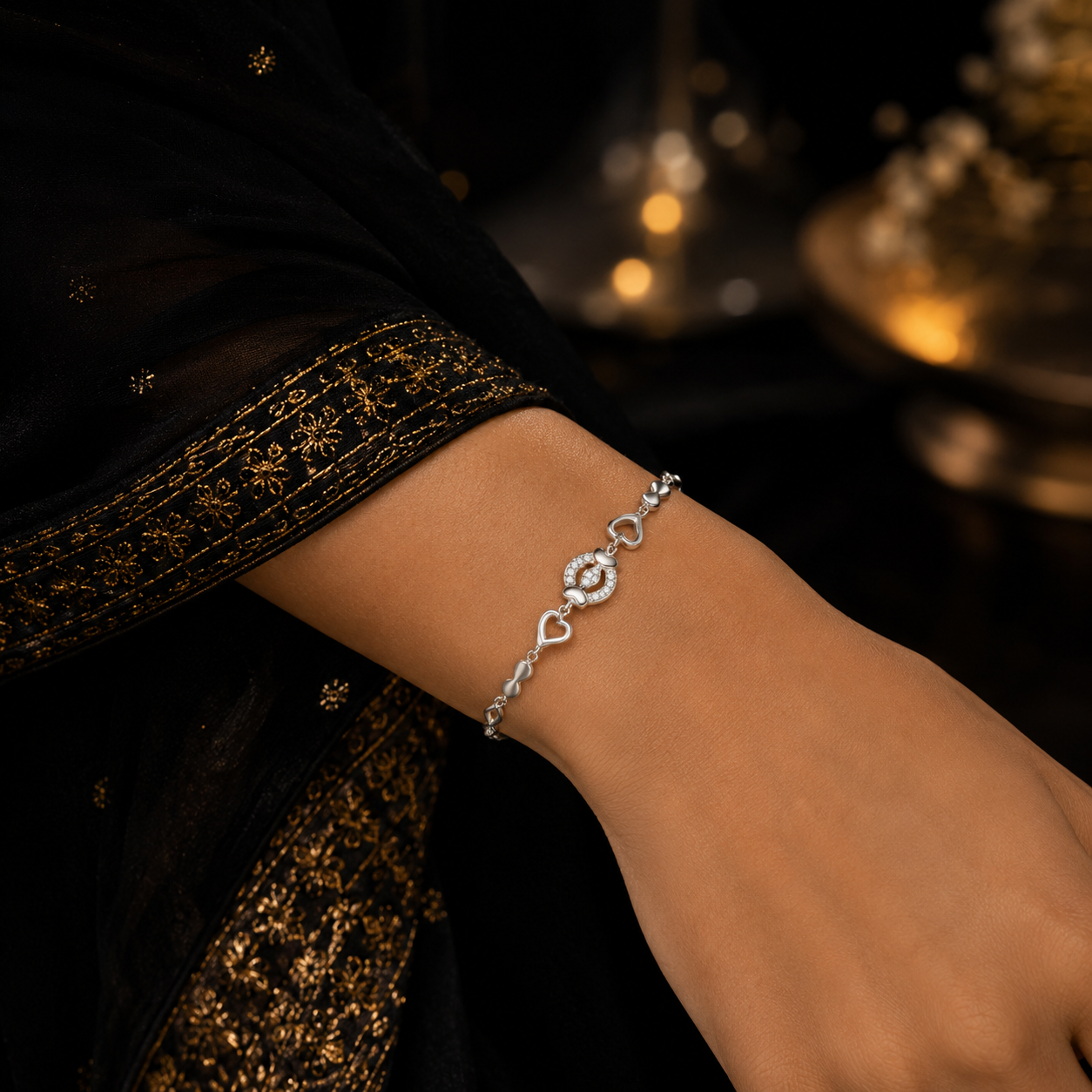 Middle Flower Oval Shape Ladies Bracelet - Image 2
