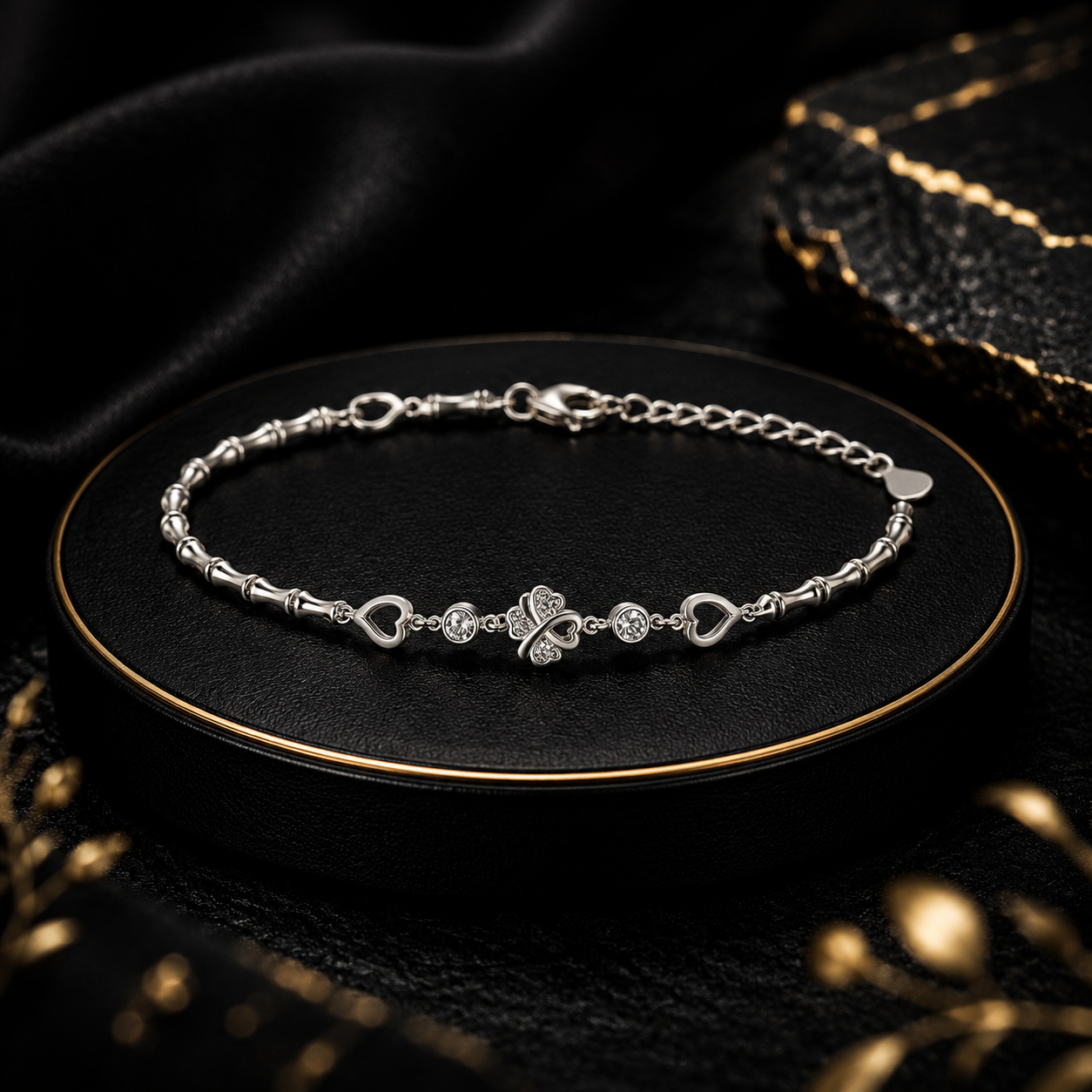 Heart Flower CZ Ladies Bracelet - Image 7
