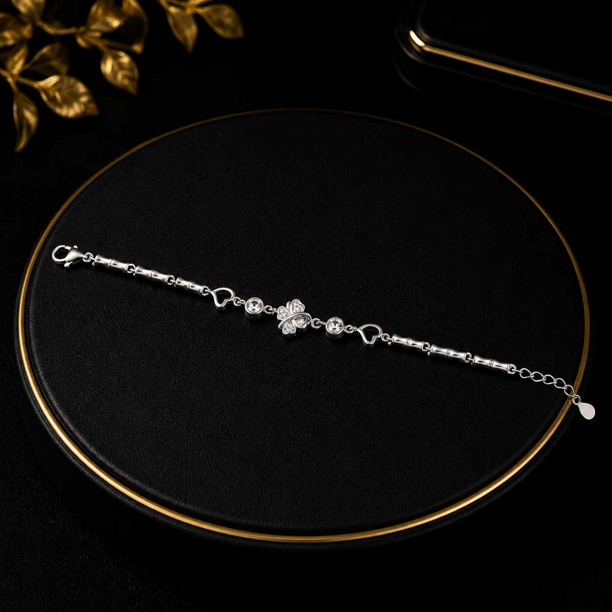 Heart Flower CZ Ladies Bracelet - Image 3