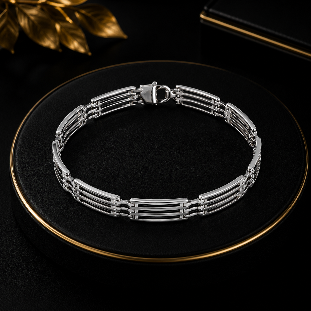 Rectangular Stick & Hole Design Gents Bracelet