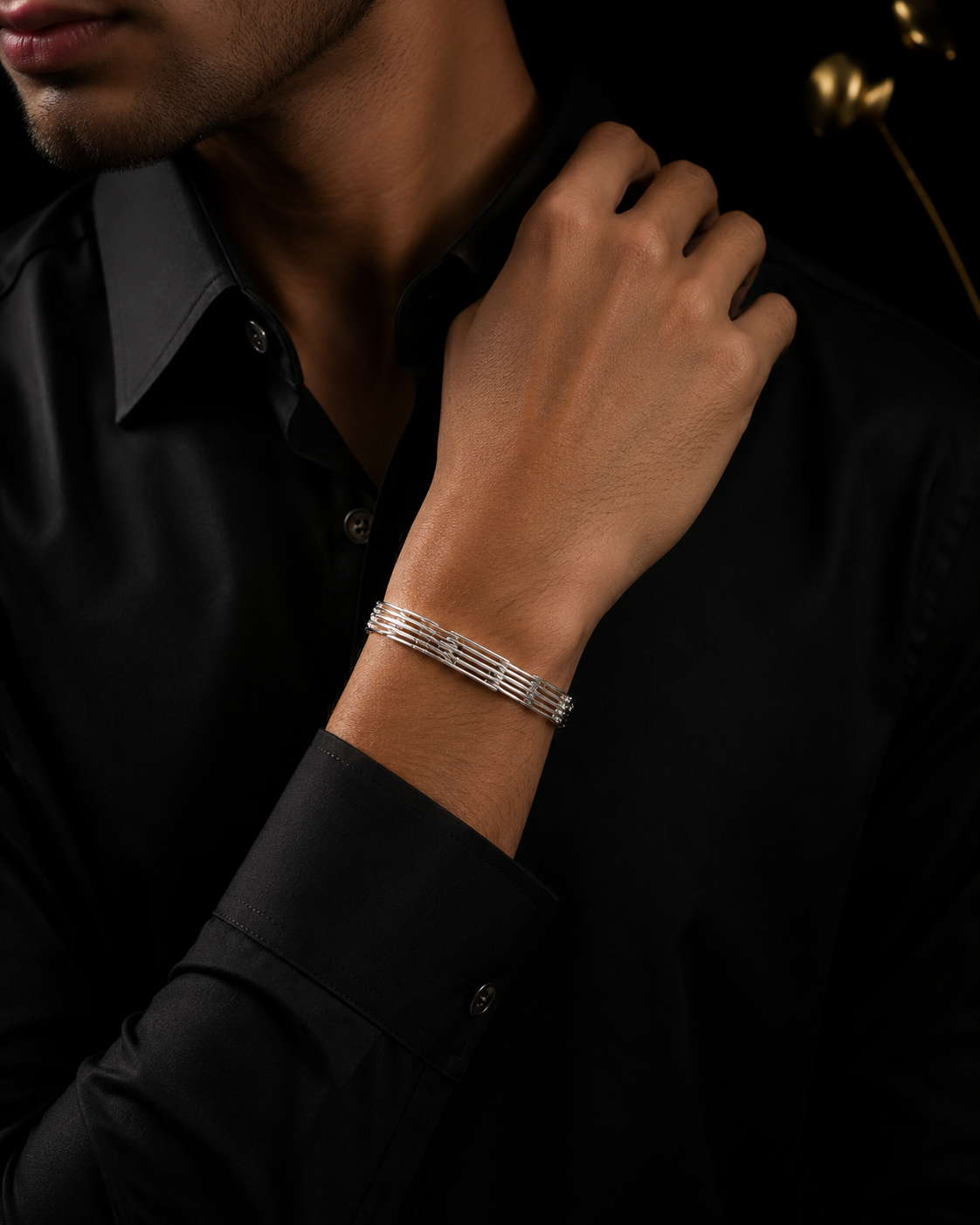 Rectangular Stick & Hole Design Gents Bracelet - Image 2